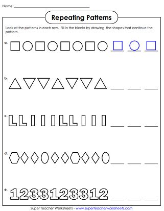 repeating pattern worksheet|Repeating Pattern Worksheet / Worksheets (Shapes).